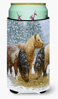 Shetland Ponies Tall Boy Hugger Can Cooler Sleeve Machine Washable Drink Collapsible Insulator Beverage Insulated Holder
