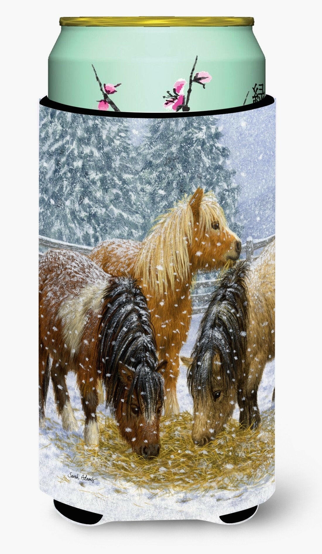 Shetland Ponies Tall Boy Hugger Can Cooler Sleeve Machine Washable Drink Collapsible Insulator Beverage Insulated Holder