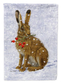 Rabbit Hare & Rosehips House Flag 28x40 Porch Sleeve Pole Decorative Outside Yard Banner Artwork Wall Hanging, Polyester
