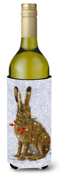 Rabbit Hare & Rosehips Wine Bottle Hugger Gift Sleeve for Standard 750 ml Bottles, Insulated Reusable Also Fits Mini Shot & Pint Bottles