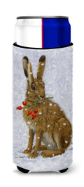 Rabbit Hare & Rosehips Slim Can Hugger , Insulated Foam Hugger for 12 oz Slim Cans, Beer Bottles & Water Bottles, Printed in USA