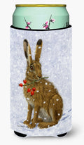 Rabbit Hare & Rosehips Tall Boy Hugger Can Cooler Sleeve Machine Washable Drink Collapsible Insulator Beverage Insulated Holder