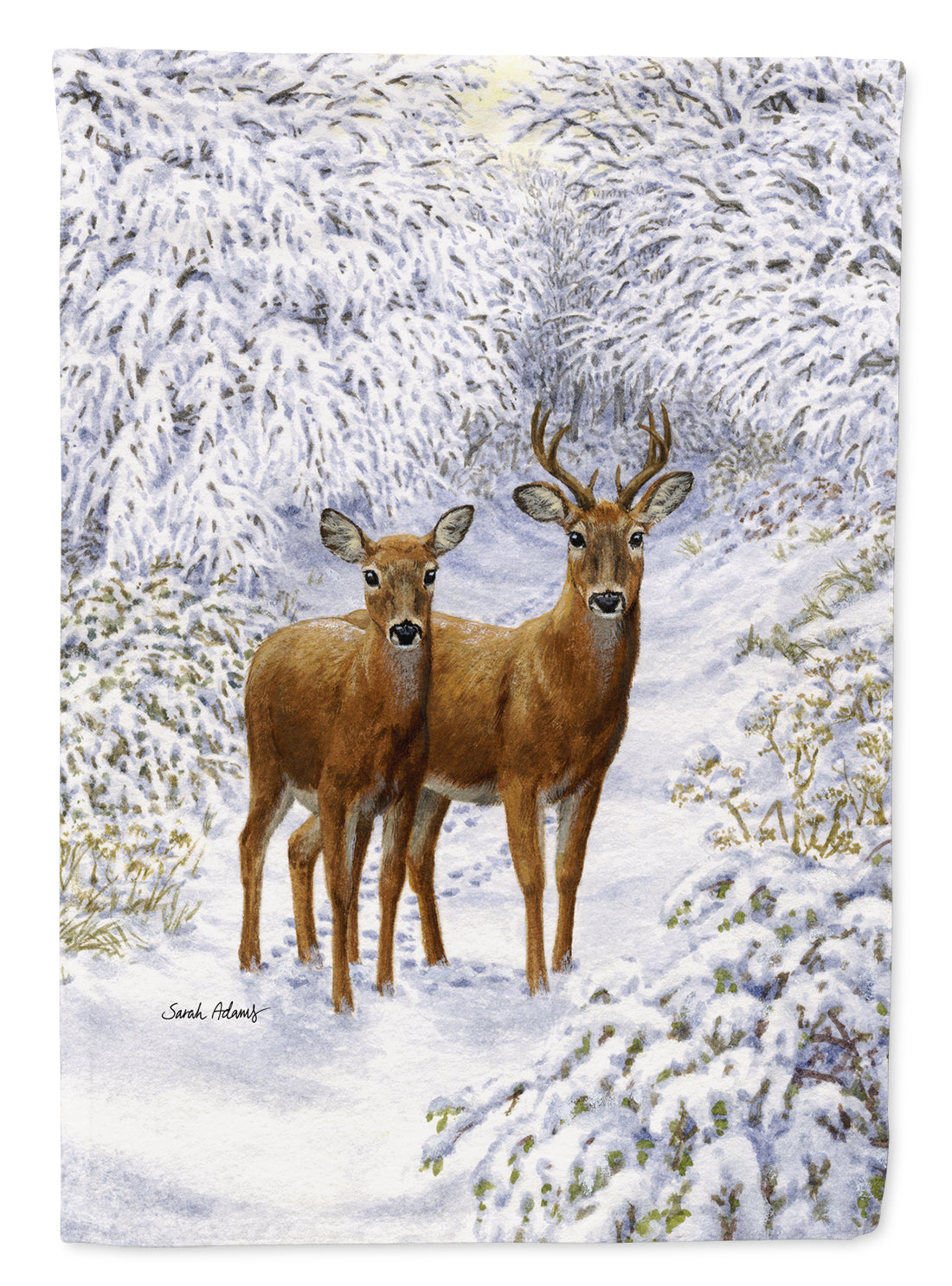 Two Deer House Flag 28x40 Porch Sleeve Pole Decorative Outside Yard Banner Artwork Wall Hanging, Polyester