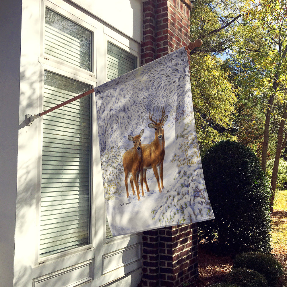 Two Deer House Flag 28x40 Porch Sleeve Pole Decorative Outside Yard Banner Artwork Wall Hanging, Polyester