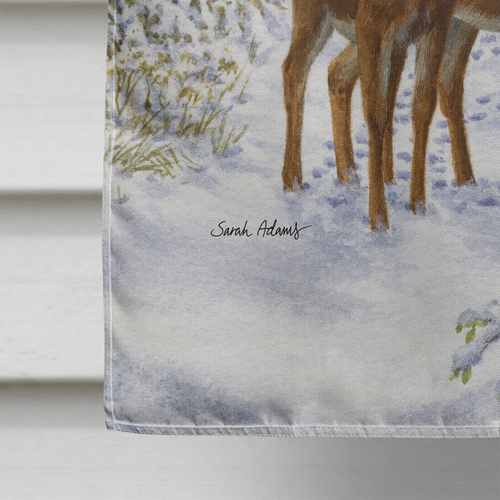 Two Deer House Flag 28x40 Porch Sleeve Pole Decorative Outside Yard Banner Artwork Wall Hanging, Polyester
