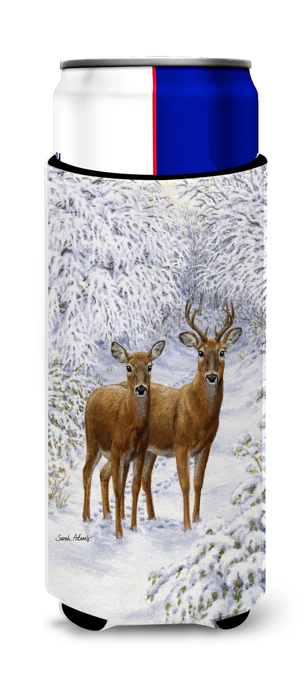 Two Deer Slim Can Hugger , Insulated Foam Hugger for 12 oz Slim Cans, Beer Bottles & Water Bottles, Printed in USA