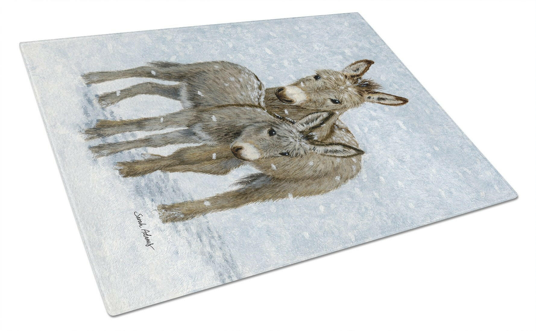Donkeys Cutting Board Tempered Glass Kitchen Cutting Surface, Heat Resistant Chopping, Non-Slip Feet, Food Prep & Serving