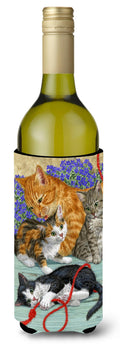 Cats Wine Bottle Hugger Gift Sleeve for Standard 750 ml Bottles, Insulated Reusable Also Fits Mini Shot & Pint Bottles