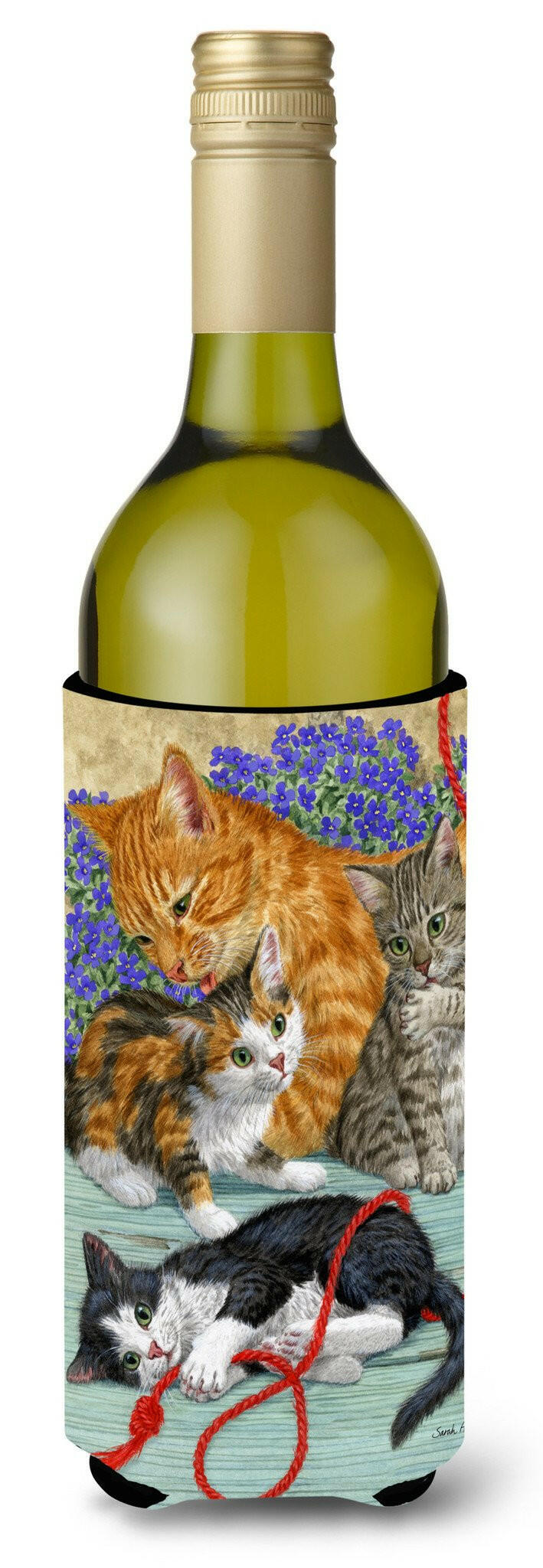 Cats Wine Bottle Hugger Gift Sleeve for Standard 750 ml Bottles, Insulated Reusable Also Fits Mini Shot & Pint Bottles