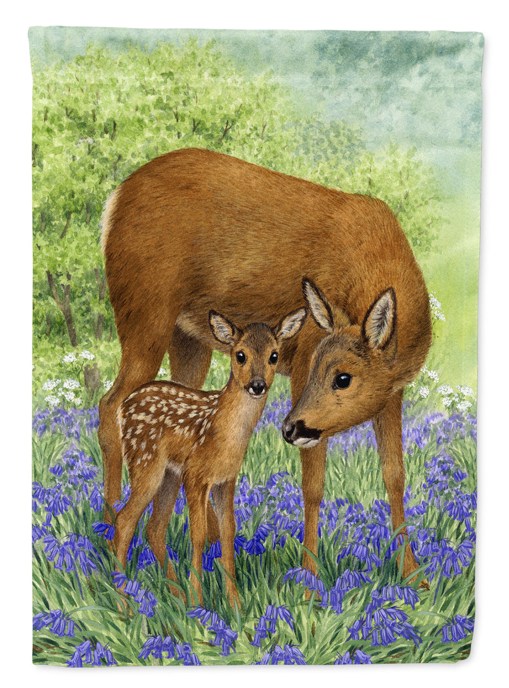 Deer & Fawn House Flag 28x40 Porch Sleeve Pole Decorative Outside Yard Banner Artwork Wall Hanging, Polyester