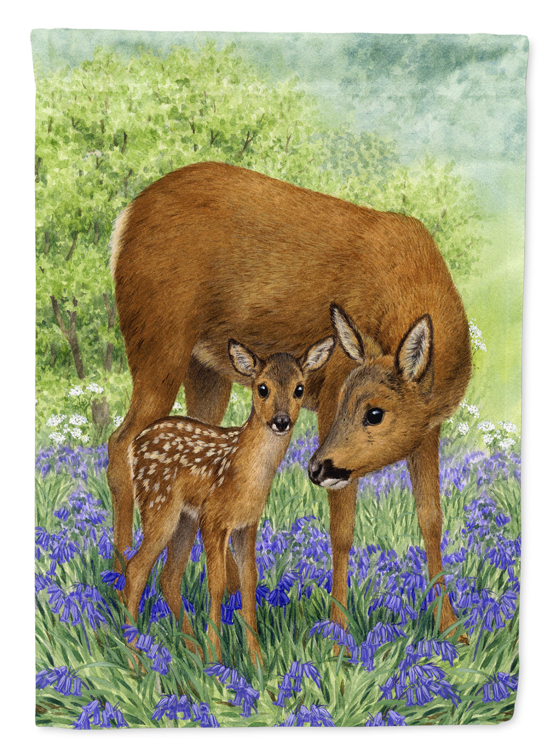 Deer & Fawn House Flag 28x40 Porch Sleeve Pole Decorative Outside Yard Banner Artwork Wall Hanging, Polyester