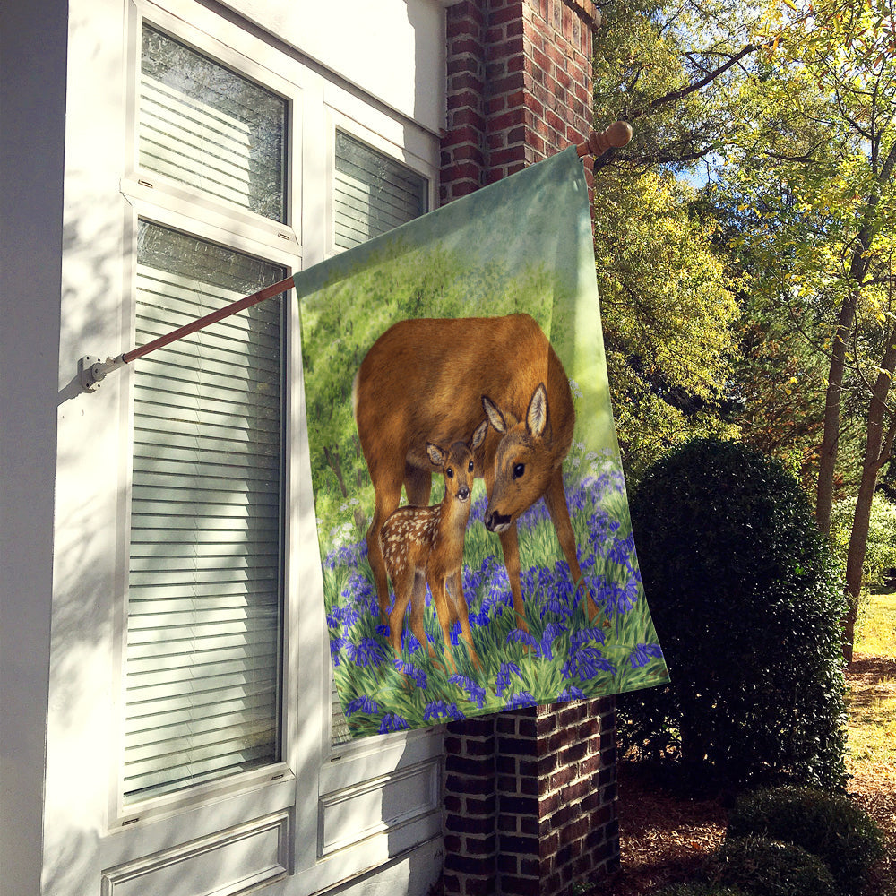 Deer & Fawn House Flag 28x40 Porch Sleeve Pole Decorative Outside Yard Banner Artwork Wall Hanging, Polyester