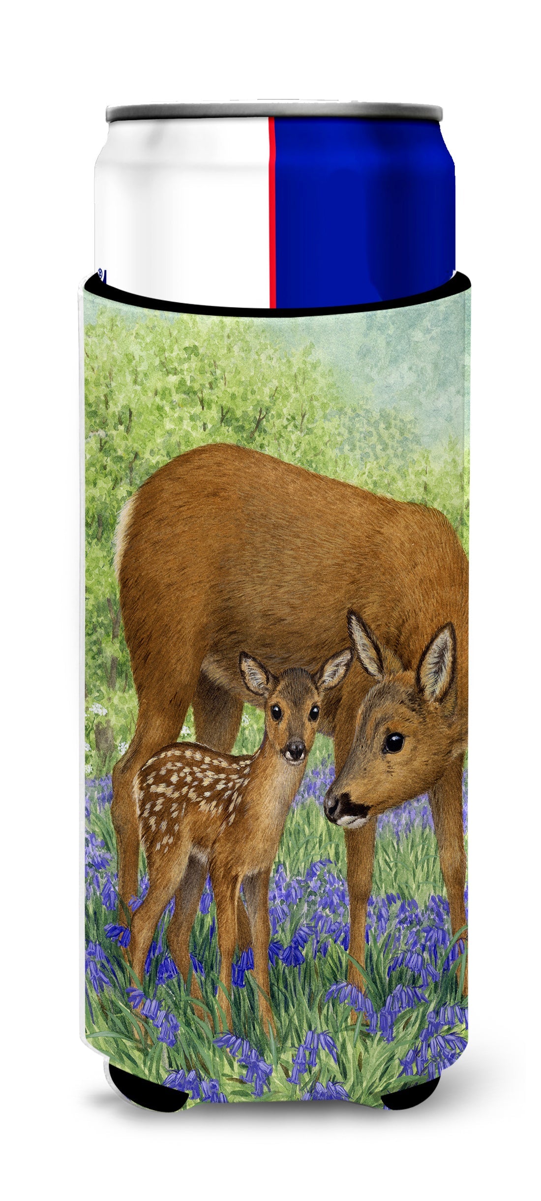 Deer & Fawn Slim Can Hugger , Insulated Foam Hugger for 12 oz Slim Cans, Beer Bottles & Water Bottles, Printed in USA