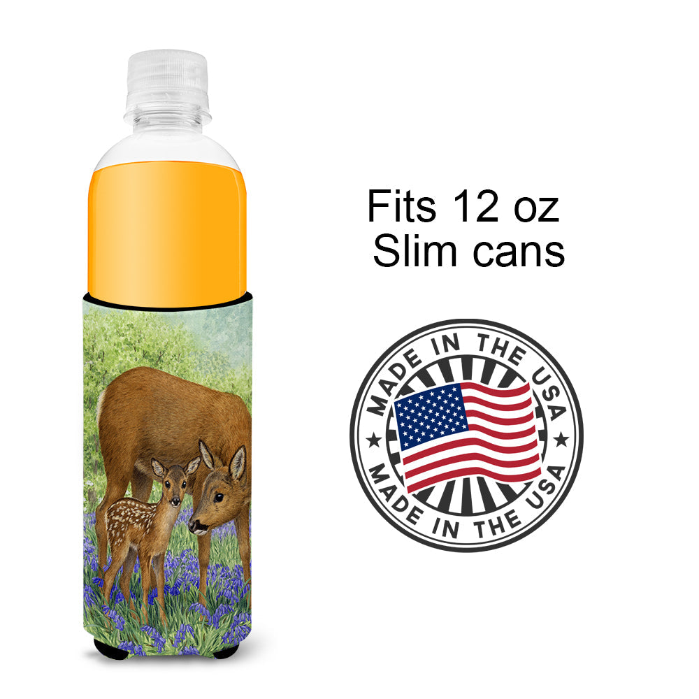Deer & Fawn Slim Can Hugger , Insulated Foam Hugger for 12 oz Slim Cans, Beer Bottles & Water Bottles, Printed in USA