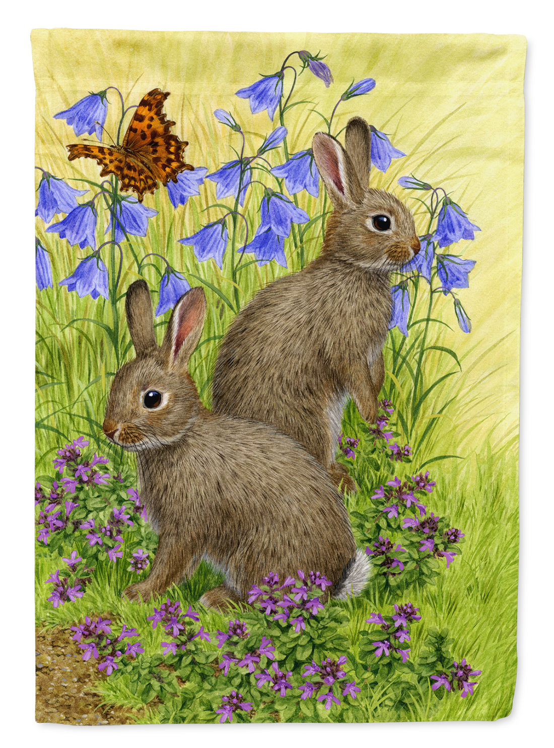 Rabbits  House Flag 28x40 Porch Sleeve Pole Decorative Outside Yard Banner Artwork Wall Hanging, Polyester