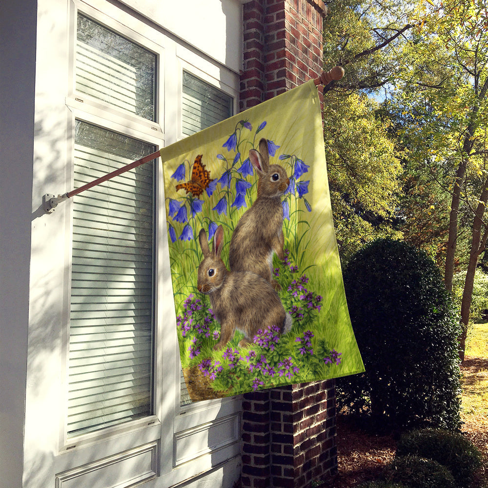 Rabbits  House Flag 28x40 Porch Sleeve Pole Decorative Outside Yard Banner Artwork Wall Hanging, Polyester