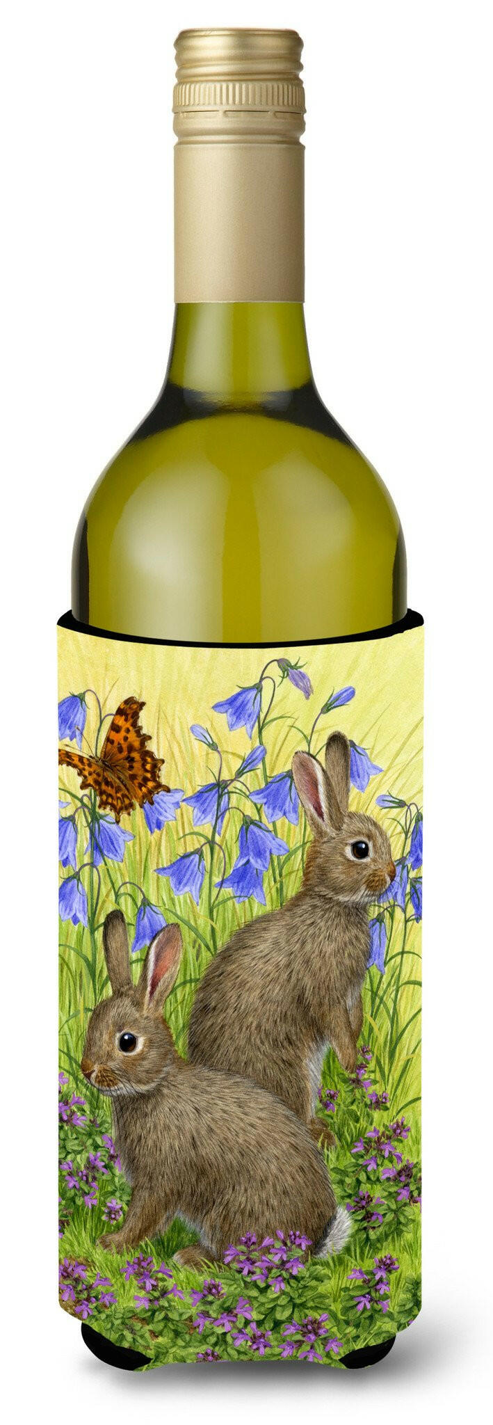 Rabbits  Wine Bottle Hugger Gift Sleeve for Standard 750 ml Bottles, Insulated Reusable Also Fits Mini Shot & Pint Bottles