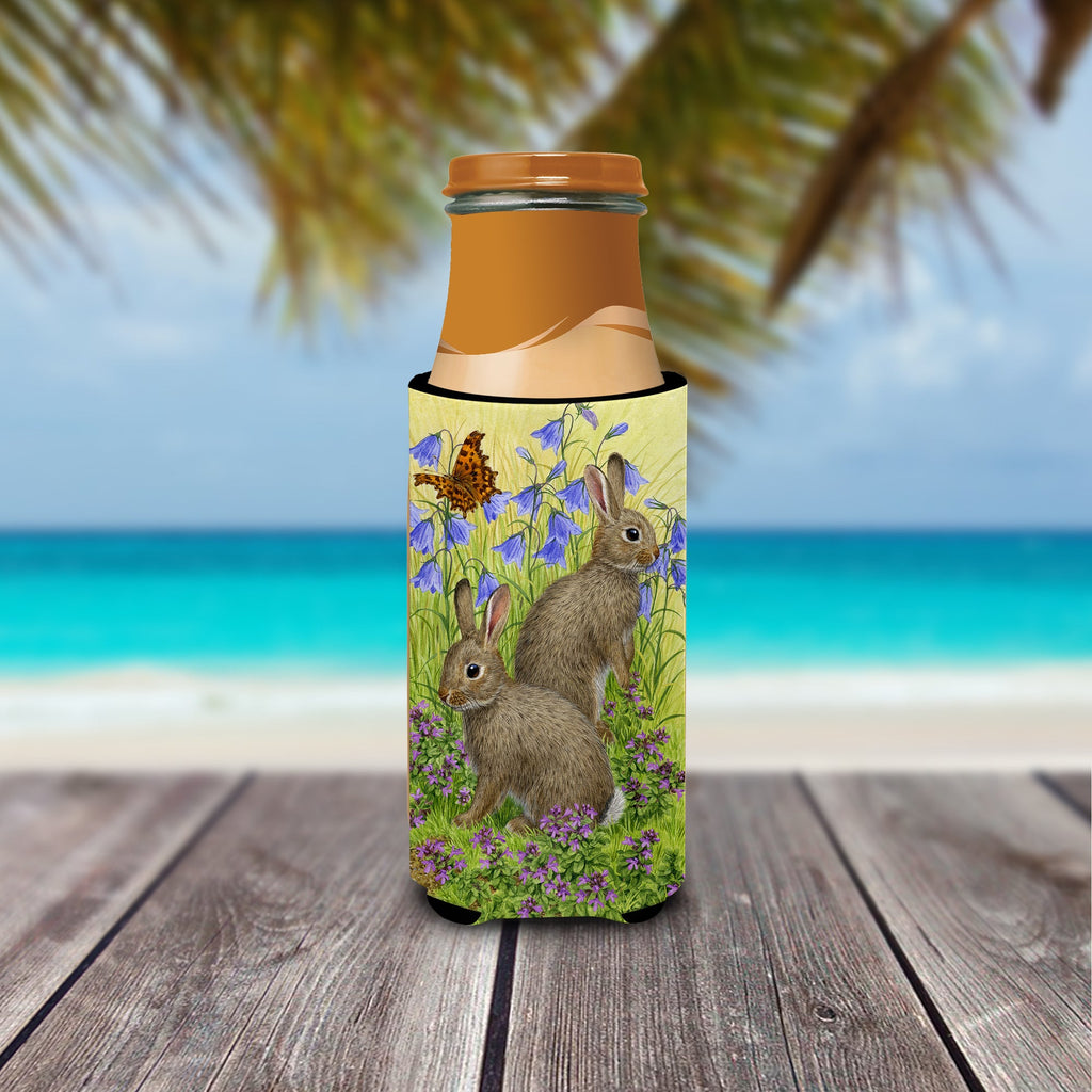 Rabbits  Slim Can Hugger , Insulated Foam Hugger for 12 oz Slim Cans, Beer Bottles & Water Bottles, Printed in USA
