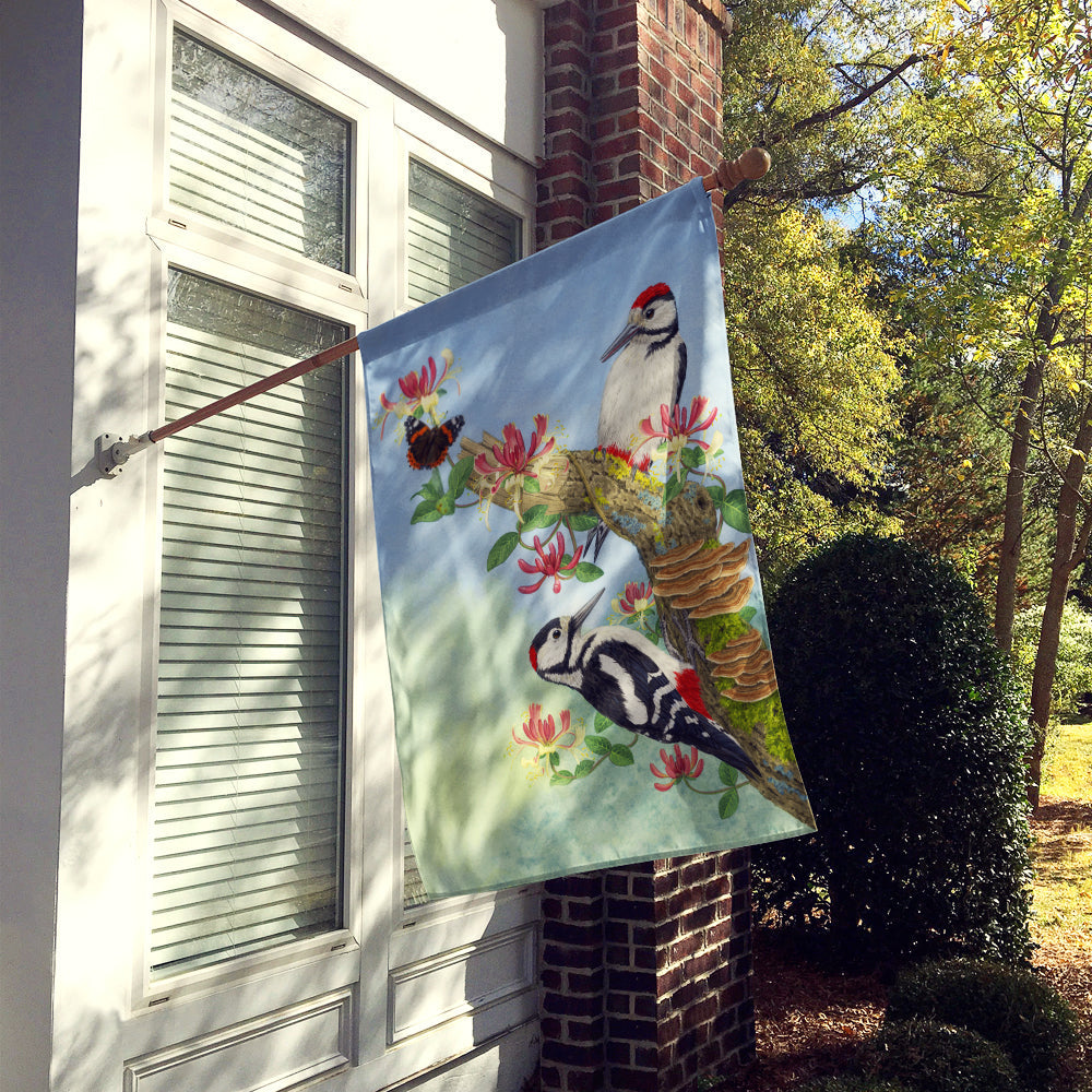 Woodpeckers House Flag 28x40 Porch Sleeve Pole Decorative Outside Yard Banner Artwork Wall Hanging, Polyester