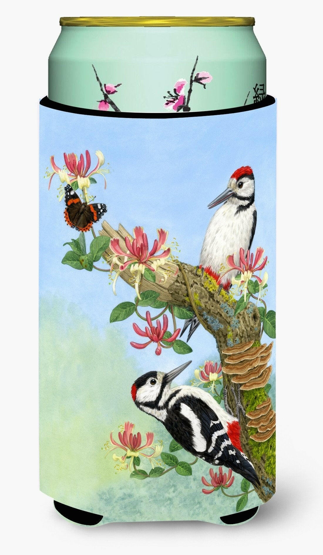Woodpeckers Tall Boy Hugger Can Cooler Sleeve Machine Washable Drink Collapsible Insulator Beverage Insulated Holder