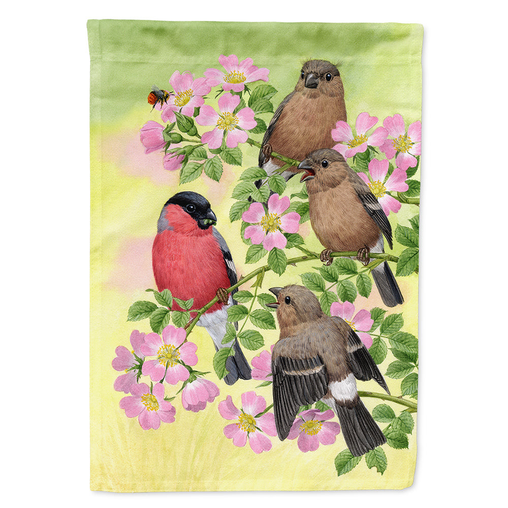Eurasian Bullfinches House Flag 28x40 Porch Sleeve Pole Decorative Outside Yard Banner Artwork Wall Hanging, Polyester