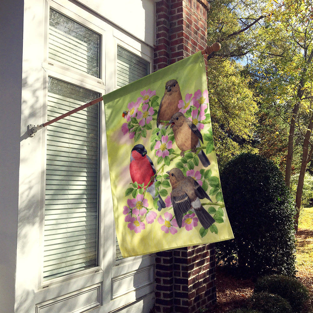 Eurasian Bullfinches House Flag 28x40 Porch Sleeve Pole Decorative Outside Yard Banner Artwork Wall Hanging, Polyester