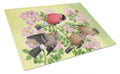 Eurasian Bullfinches Cutting Board Tempered Glass Kitchen Cutting Surface, Heat Resistant Chopping, Non-Slip Feet, Food Prep & Serving