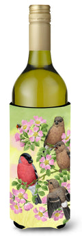 Eurasian Bullfinches Wine Bottle Hugger Gift Sleeve for Standard 750 ml Bottles, Insulated Reusable Also Fits Mini Shot & Pint Bottles