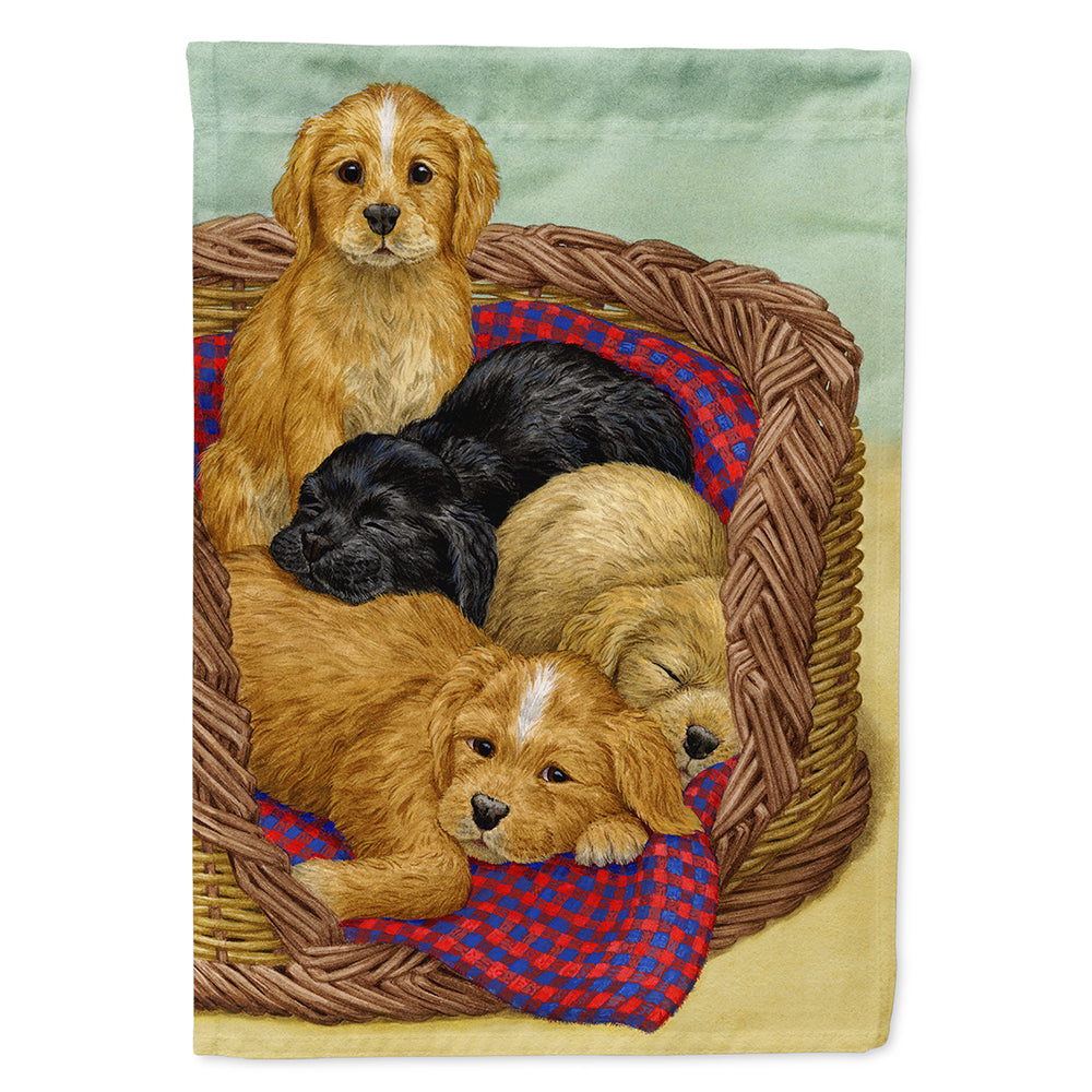 Puppies House Flag 28x40 Porch Sleeve Pole Decorative Outside Yard Banner Artwork Wall Hanging, Polyester