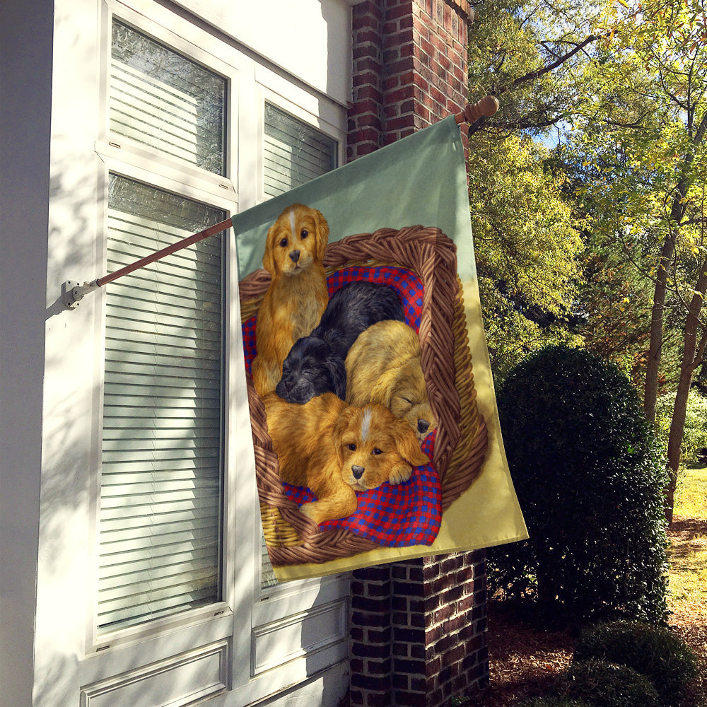 Puppies House Flag 28x40 Porch Sleeve Pole Decorative Outside Yard Banner Artwork Wall Hanging, Polyester