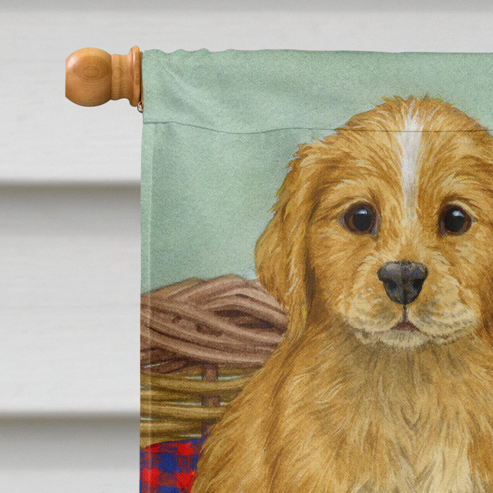 Puppies House Flag 28x40 Porch Sleeve Pole Decorative Outside Yard Banner Artwork Wall Hanging, Polyester