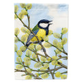 Eurasian Blue Tit on a branch House Flag 28x40 Porch Sleeve Pole Decorative Outside Yard Banner Artwork Wall Hanging, Polyester