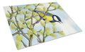 Eurasian Blue Tit on a branch Cutting Board Tempered Glass Kitchen Cutting Surface, Heat Resistant Chopping, Non-Slip Feet, Food Prep & Serving