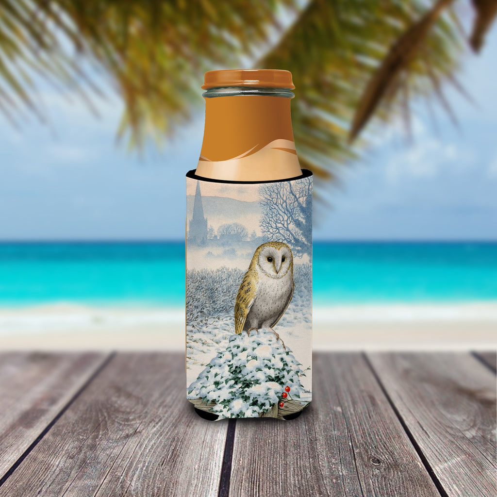 Barn Owl Slim Can Hugger , Insulated Foam Hugger for 12 oz Slim Cans, Beer Bottles & Water Bottles, Printed in USA