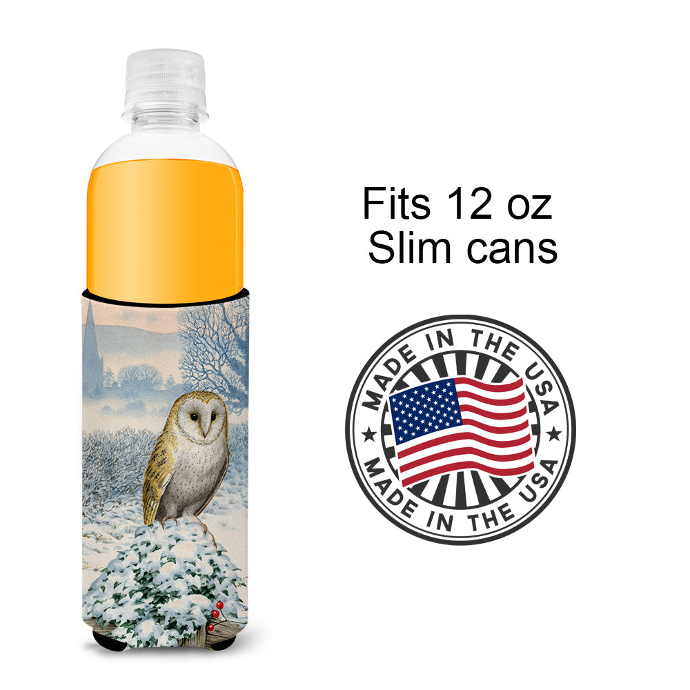 Barn Owl Slim Can Hugger , Insulated Foam Hugger for 12 oz Slim Cans, Beer Bottles & Water Bottles, Printed in USA