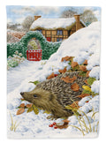 Hedgehog Holiday House Flag 28x40 Porch Sleeve Pole Decorative Outside Yard Banner Artwork Wall Hanging, Polyester