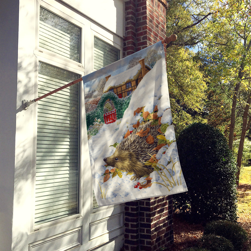 Hedgehog Holiday House Flag 28x40 Porch Sleeve Pole Decorative Outside Yard Banner Artwork Wall Hanging, Polyester
