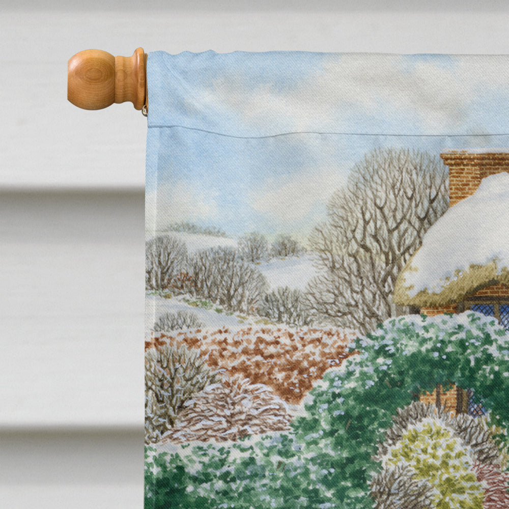 Hedgehog Holiday House Flag 28x40 Porch Sleeve Pole Decorative Outside Yard Banner Artwork Wall Hanging, Polyester