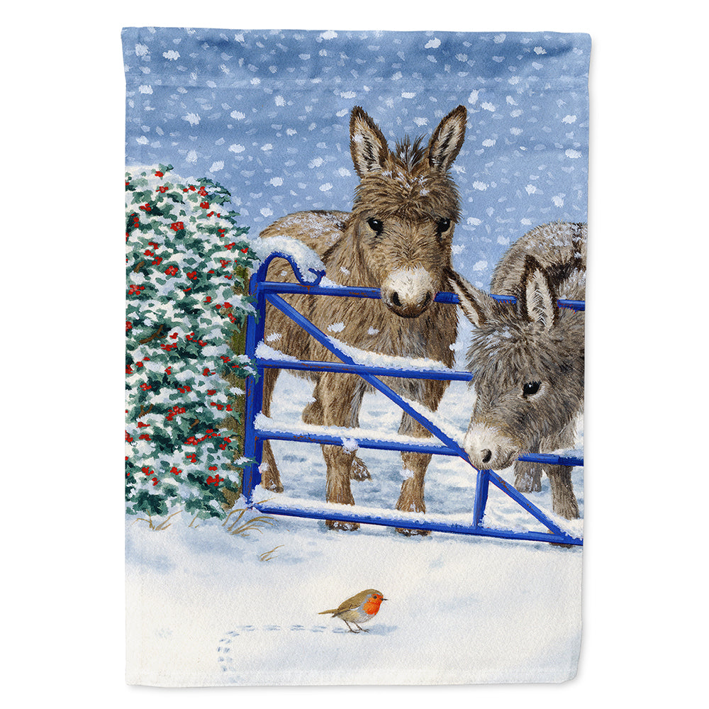 Donkeys and Robin House Flag 28x40 Porch Sleeve Pole Decorative Outside Yard Banner Artwork Wall Hanging, Polyester