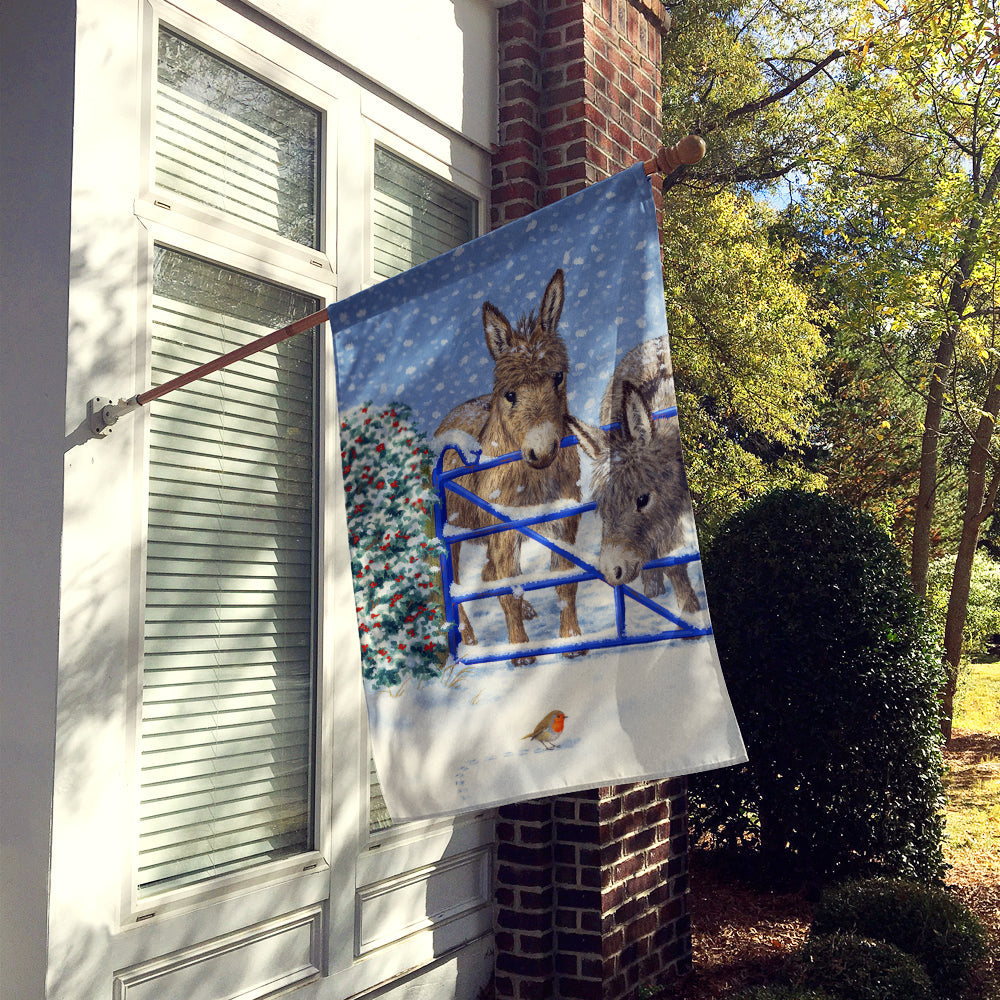 Donkeys and Robin House Flag 28x40 Porch Sleeve Pole Decorative Outside Yard Banner Artwork Wall Hanging, Polyester