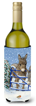 Donkeys and Robin Wine Bottle Hugger Gift Sleeve for Standard 750 ml Bottles, Insulated Reusable Also Fits Mini Shot & Pint Bottles