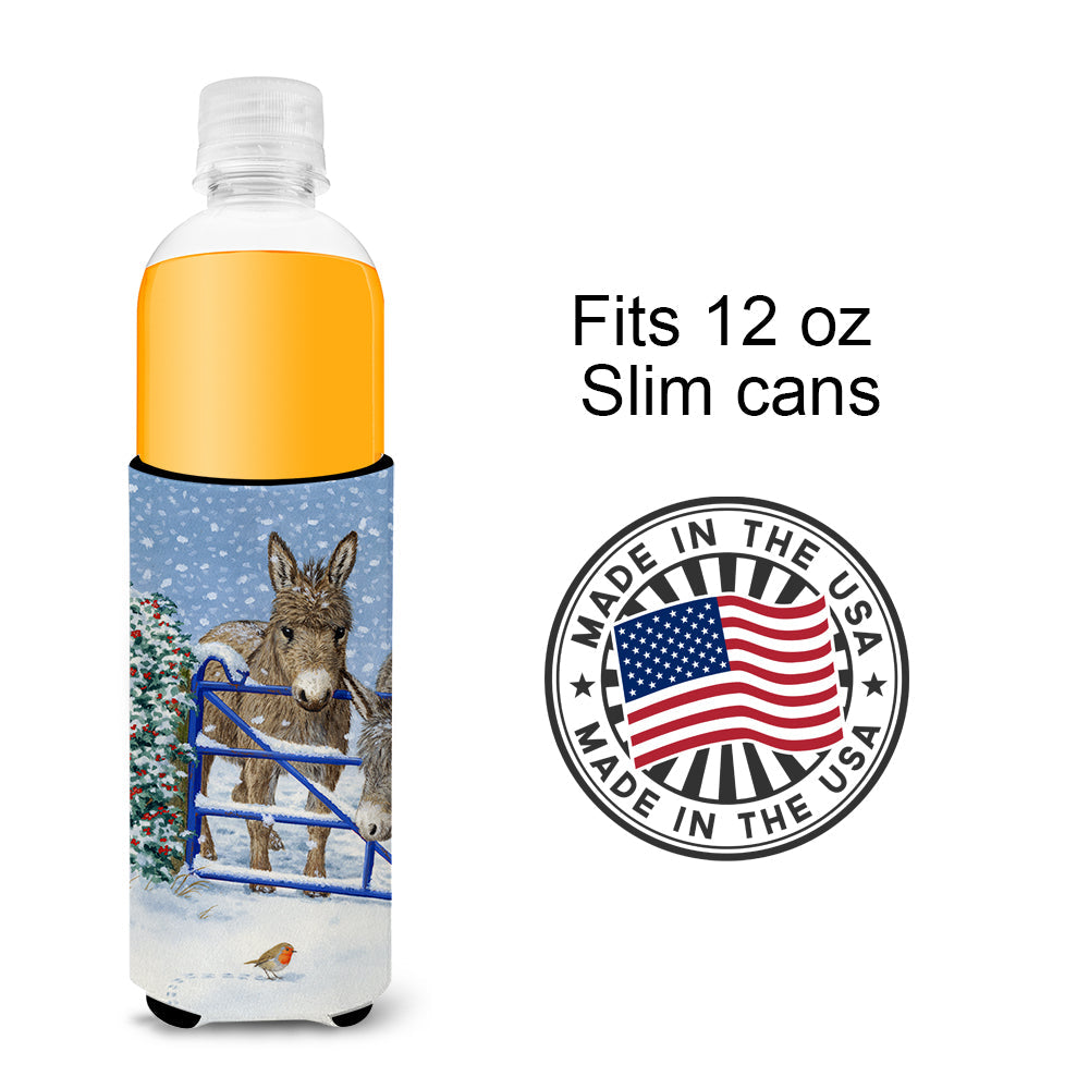Donkeys and Robin Slim Can Hugger , Insulated Foam Hugger for 12 oz Slim Cans, Beer Bottles & Water Bottles, Printed in USA