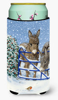 Donkeys and Robin Tall Boy Hugger Can Cooler Sleeve Machine Washable Drink Collapsible Insulator Beverage Insulated Holder