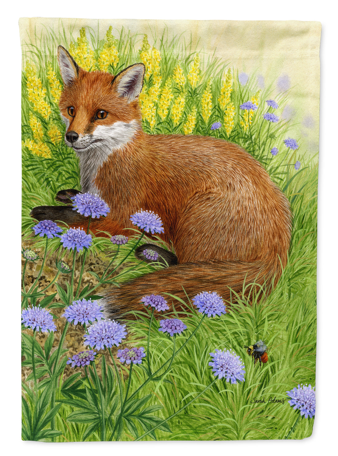Springtime Fox House Flag 28x40 Porch Sleeve Pole Decorative Outside Yard Banner Artwork Wall Hanging, Polyester