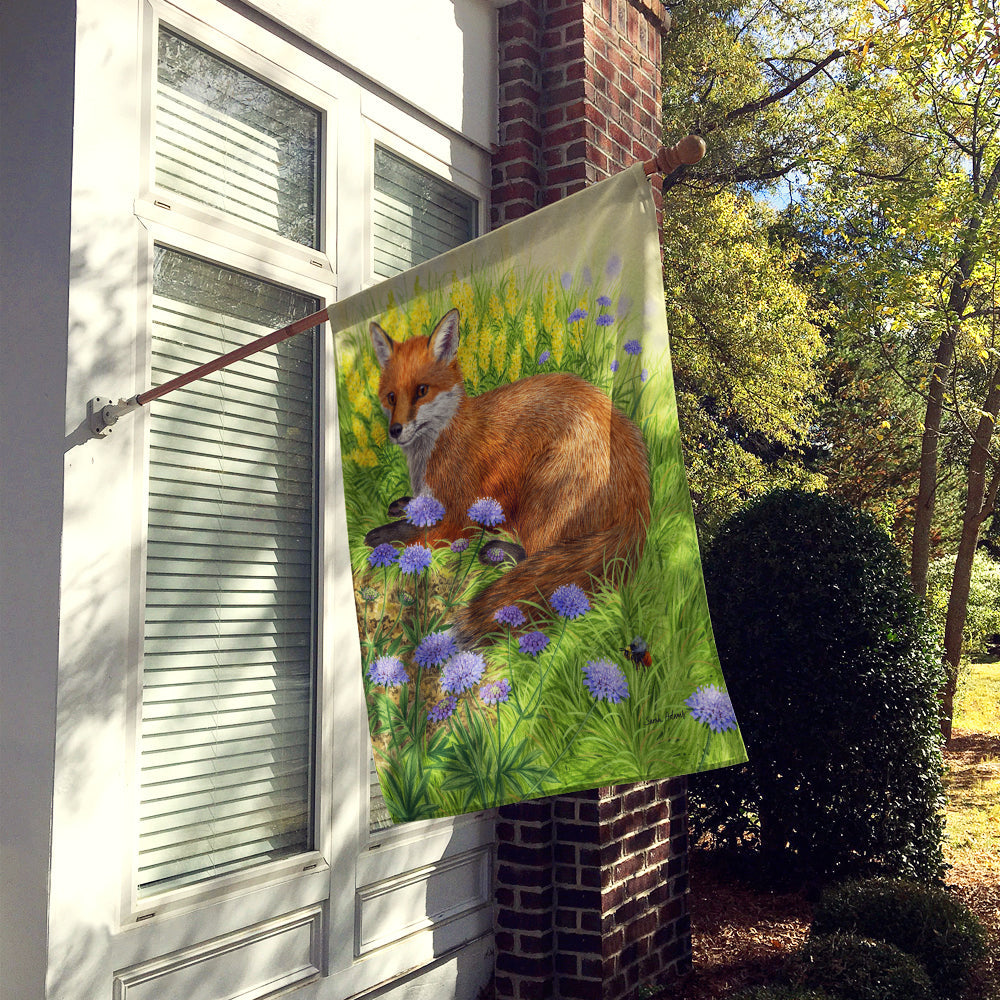 Springtime Fox House Flag 28x40 Porch Sleeve Pole Decorative Outside Yard Banner Artwork Wall Hanging, Polyester