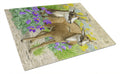Chamois Cutting Board Tempered Glass Kitchen Cutting Surface, Heat Resistant Chopping, Non-Slip Feet, Food Prep & Serving