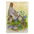 Partridge and Chicks House Flag 28x40 Porch Sleeve Pole Decorative Outside Yard Banner Artwork Wall Hanging, Polyester