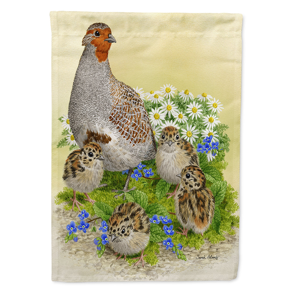 Partridge and Chicks House Flag 28x40 Porch Sleeve Pole Decorative Outside Yard Banner Artwork Wall Hanging, Polyester