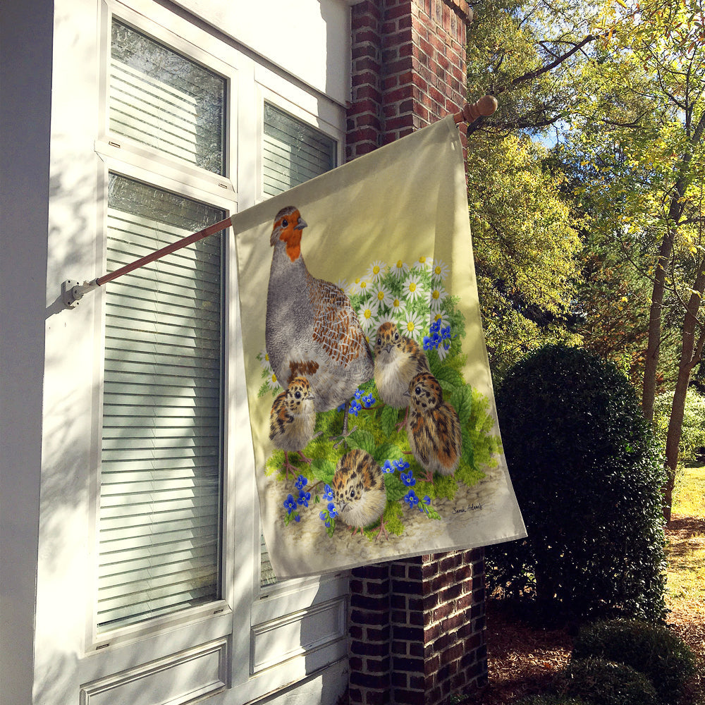 Partridge and Chicks House Flag 28x40 Porch Sleeve Pole Decorative Outside Yard Banner Artwork Wall Hanging, Polyester