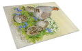 Partridge and Chicks Cutting Board Tempered Glass Kitchen Cutting Surface, Heat Resistant Chopping, Non-Slip Feet, Food Prep & Serving